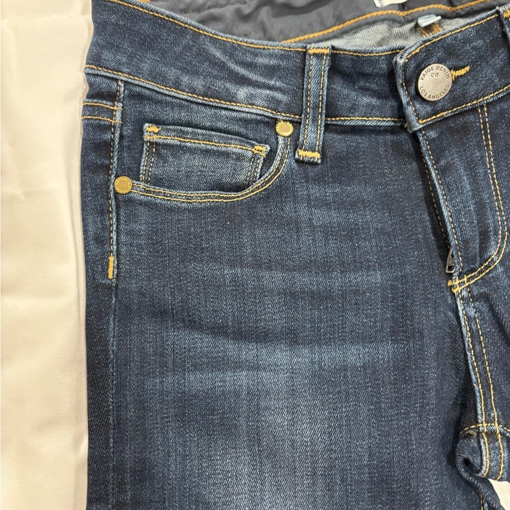 Paige Skyline Ankle Peg Stretch Denim Jeans 24 Dark Wash Mid Rise - Picture 5 of 13